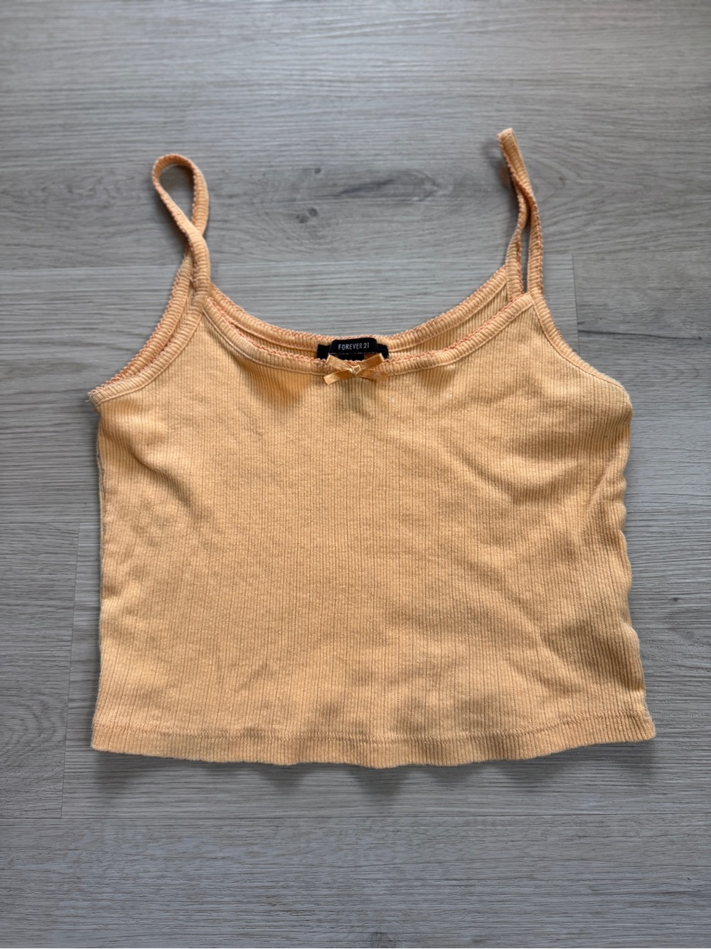Forever 21 peach orange ribbed cropped camisole tank top coquette Y2K size large